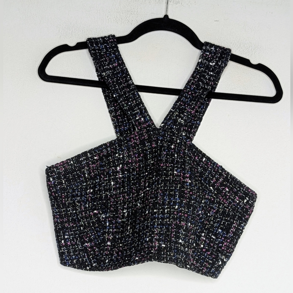 Sandro Womens Tweed Halter Top, Black Size 2 - Picture 3 of 6